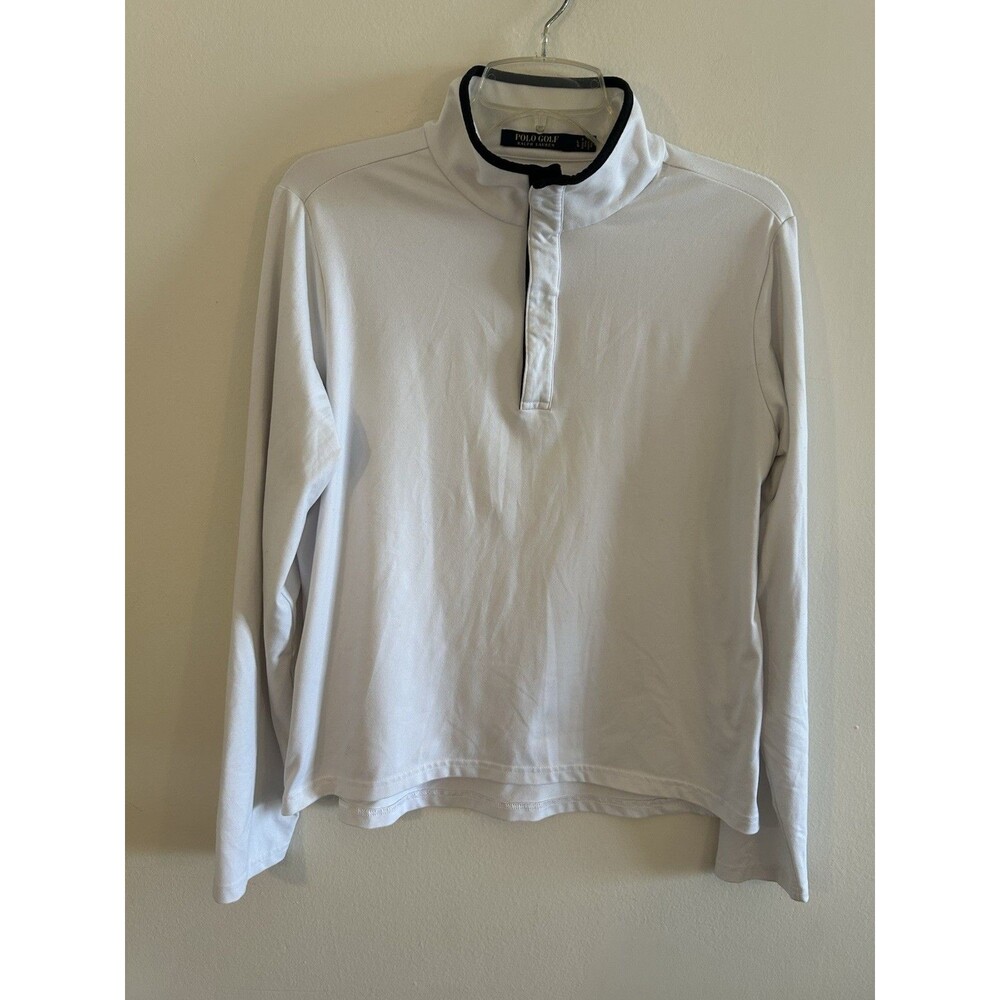 Polo Golf Ralph Lauren Womens Size L White Button Pullover Long Sleeve Top
